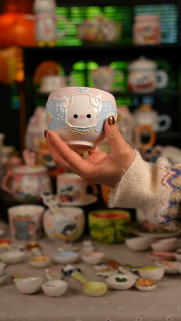 陶瓷无盖款景德镇高温釉下彩纯手绘创意瓷