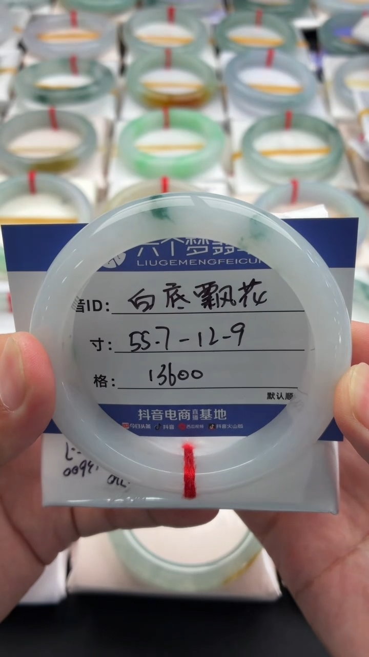 未镶嵌手镯翡翠白底飘花 48小时鉴赏期