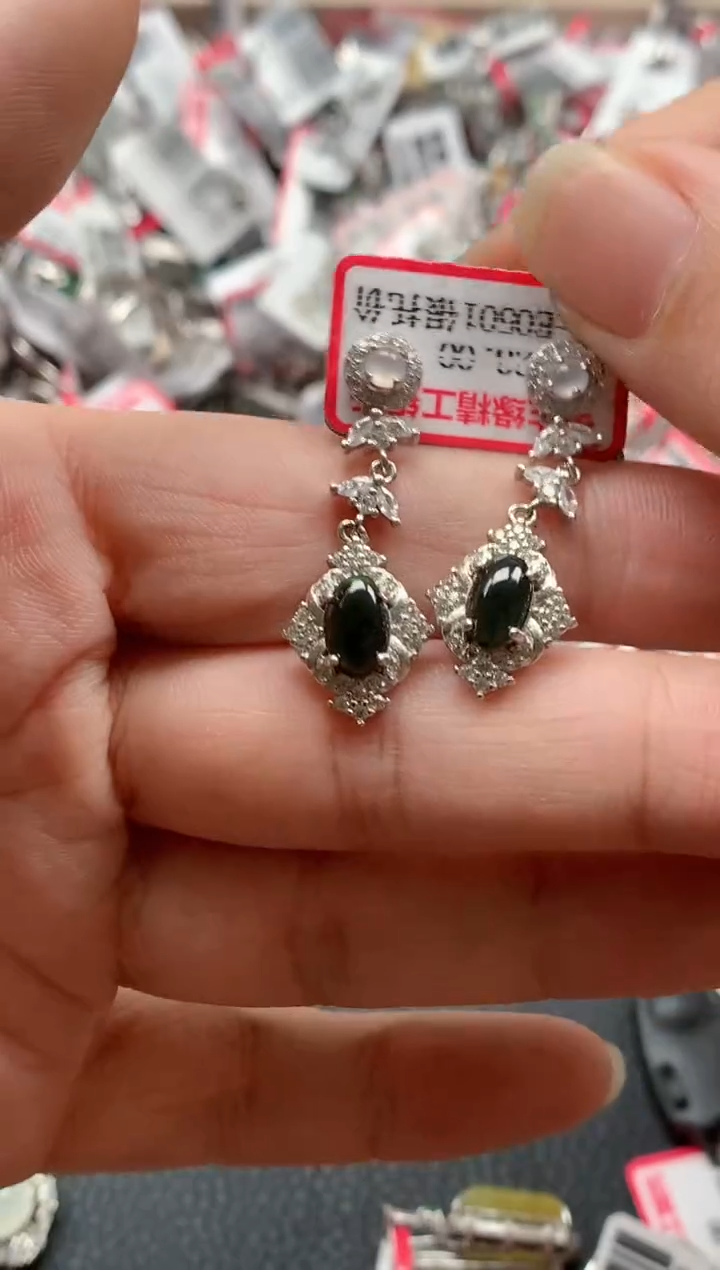 银S925镶嵌戒指翡翠天然A货缅甸翡翠