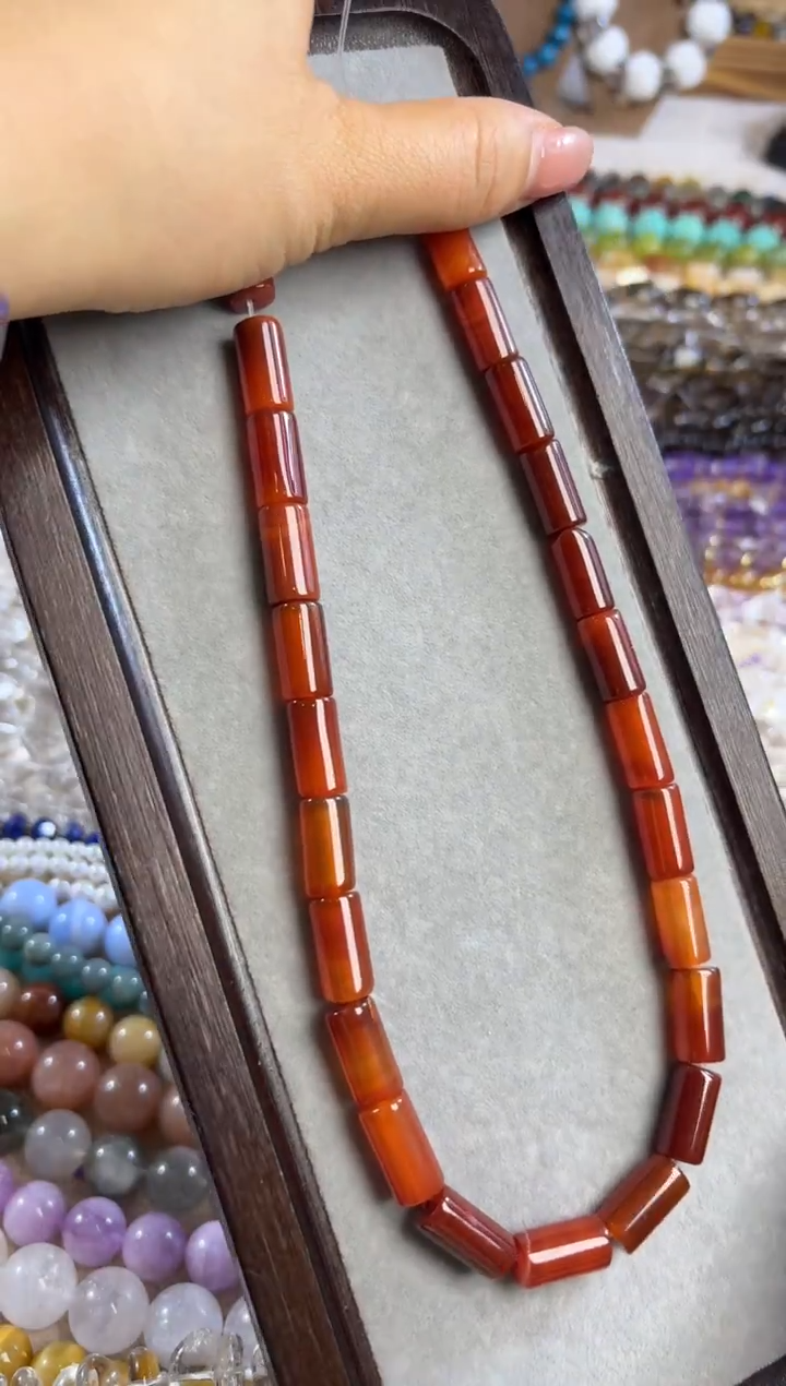 未镶嵌玛瑙/玉髓珠宝半成品红玛瑙管管