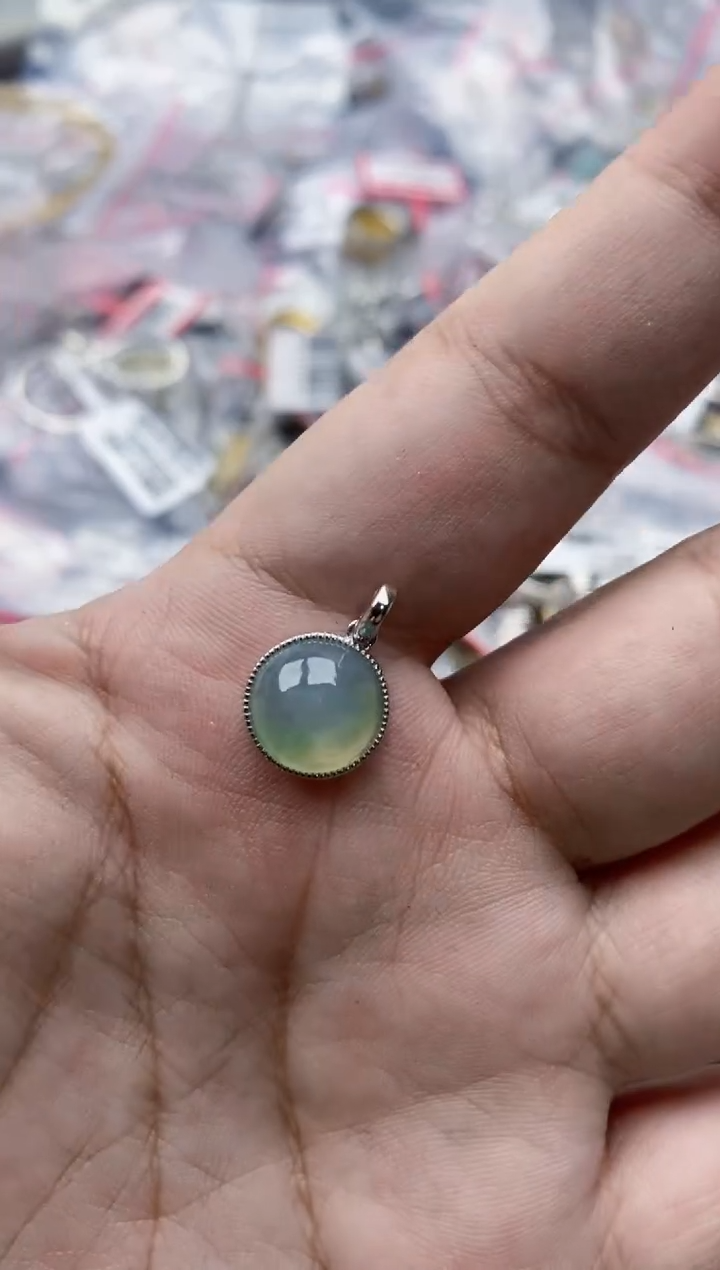 翡翠银S925镶嵌戒指5555---10