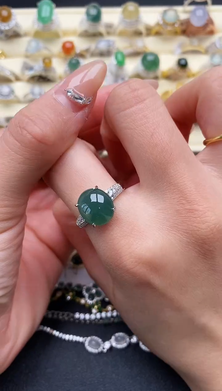 【闪购商品】翡翠戒指银S925镶嵌1111111+2