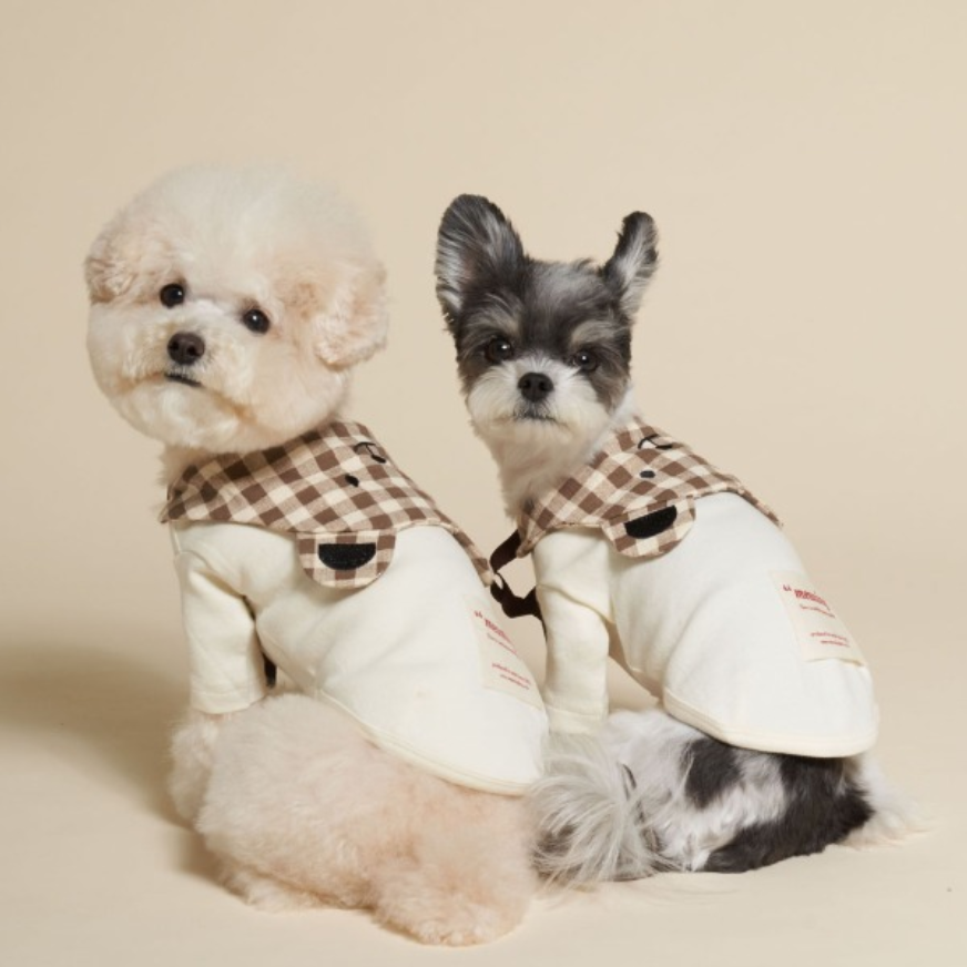 M家宠物格纹小熊长袖衣服