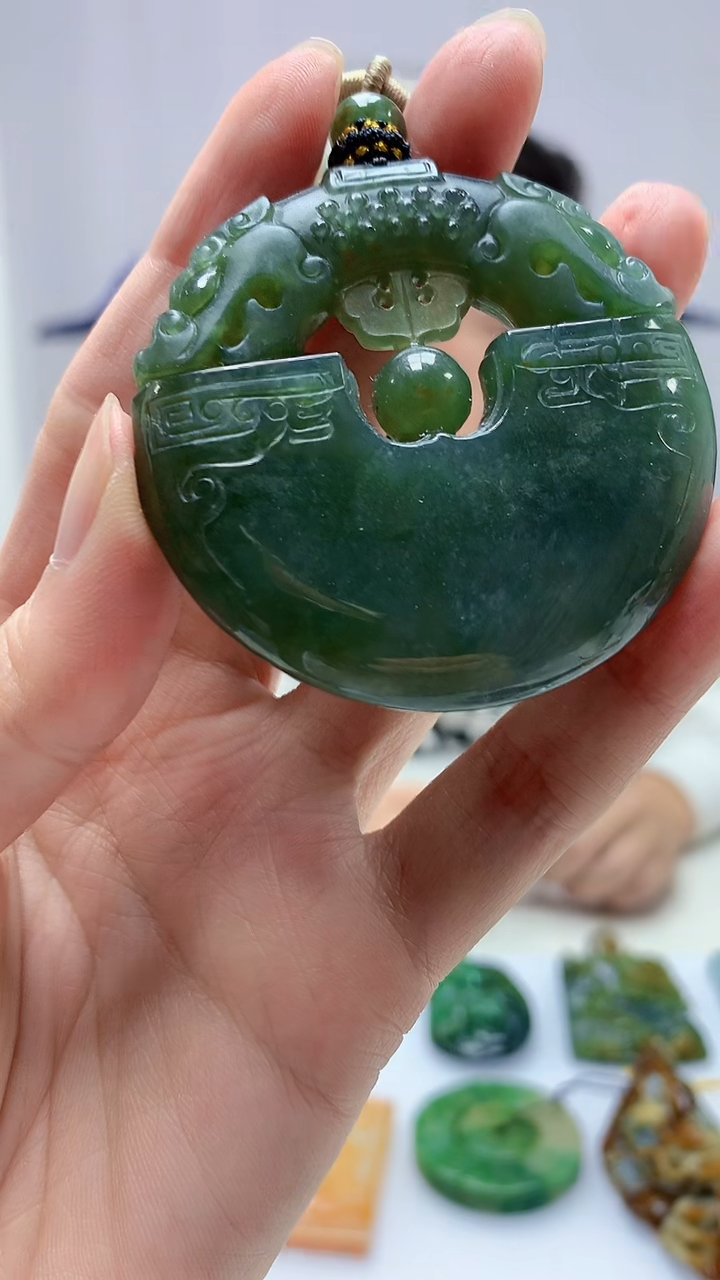 【闪购商品】定制翡翠未镶嵌4917zm-毛货挂件仿古牌195