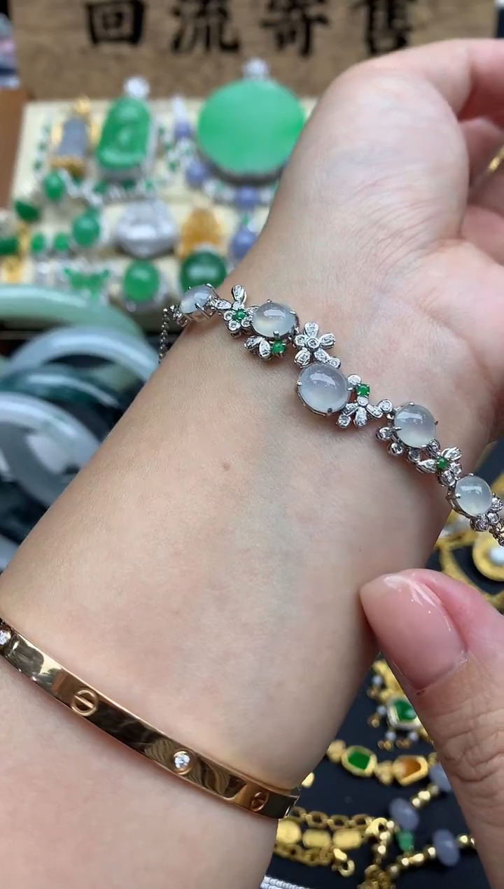 【闪购商品】翡翠手串18K金镶嵌217-中国好珍宝