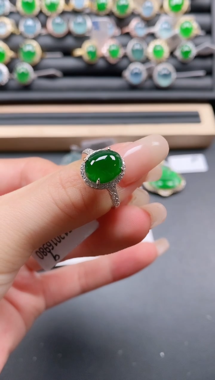 银S925镶嵌戒指翡翠111