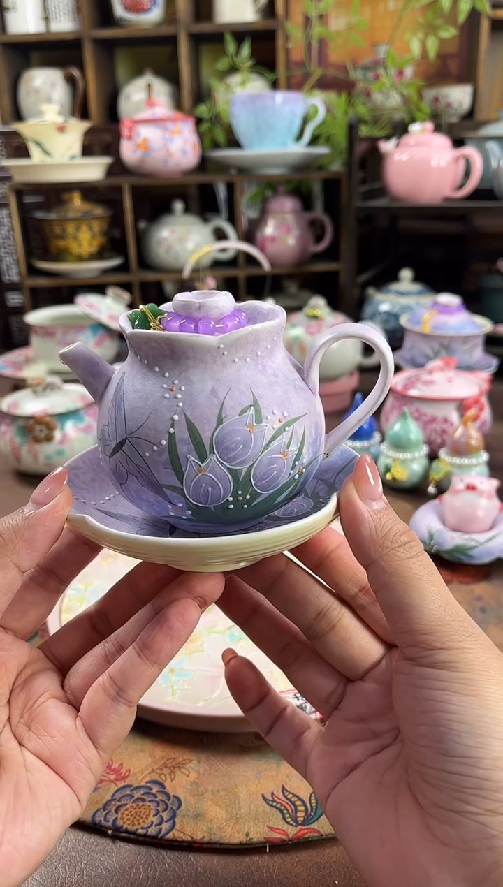 手工手绘 1壶1壶承 