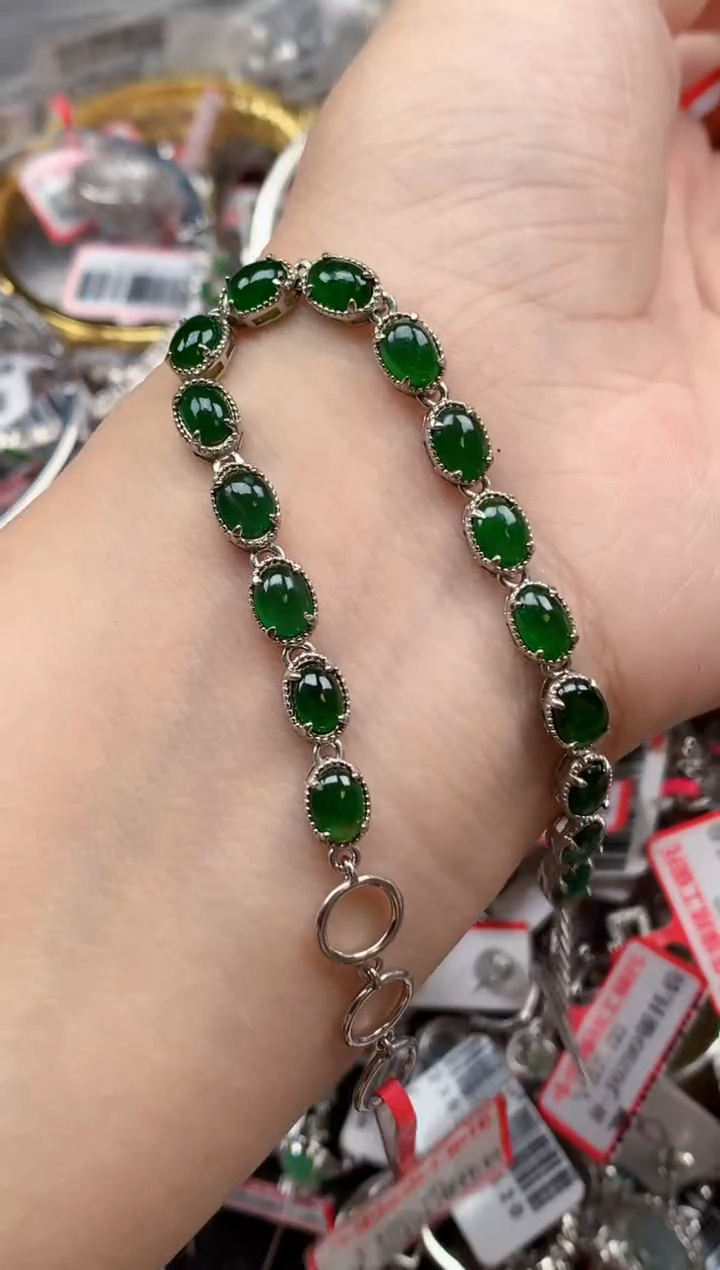 银S925镶嵌戒指翡翠天然A货缅甸翡翠