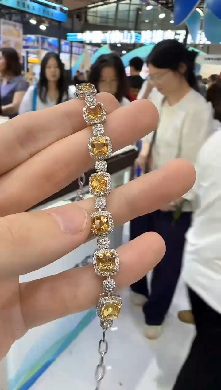 黄晶手链银S925镶嵌6mm