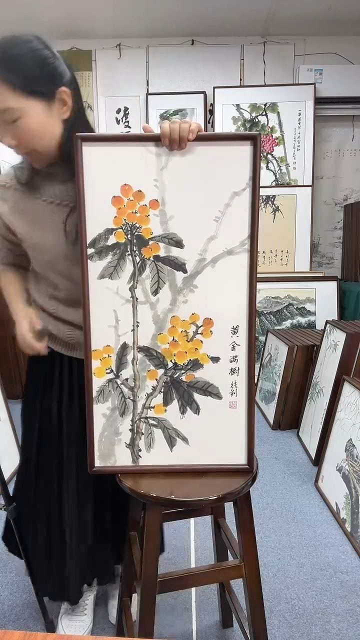 国画纯手绘京东包邮实木画框