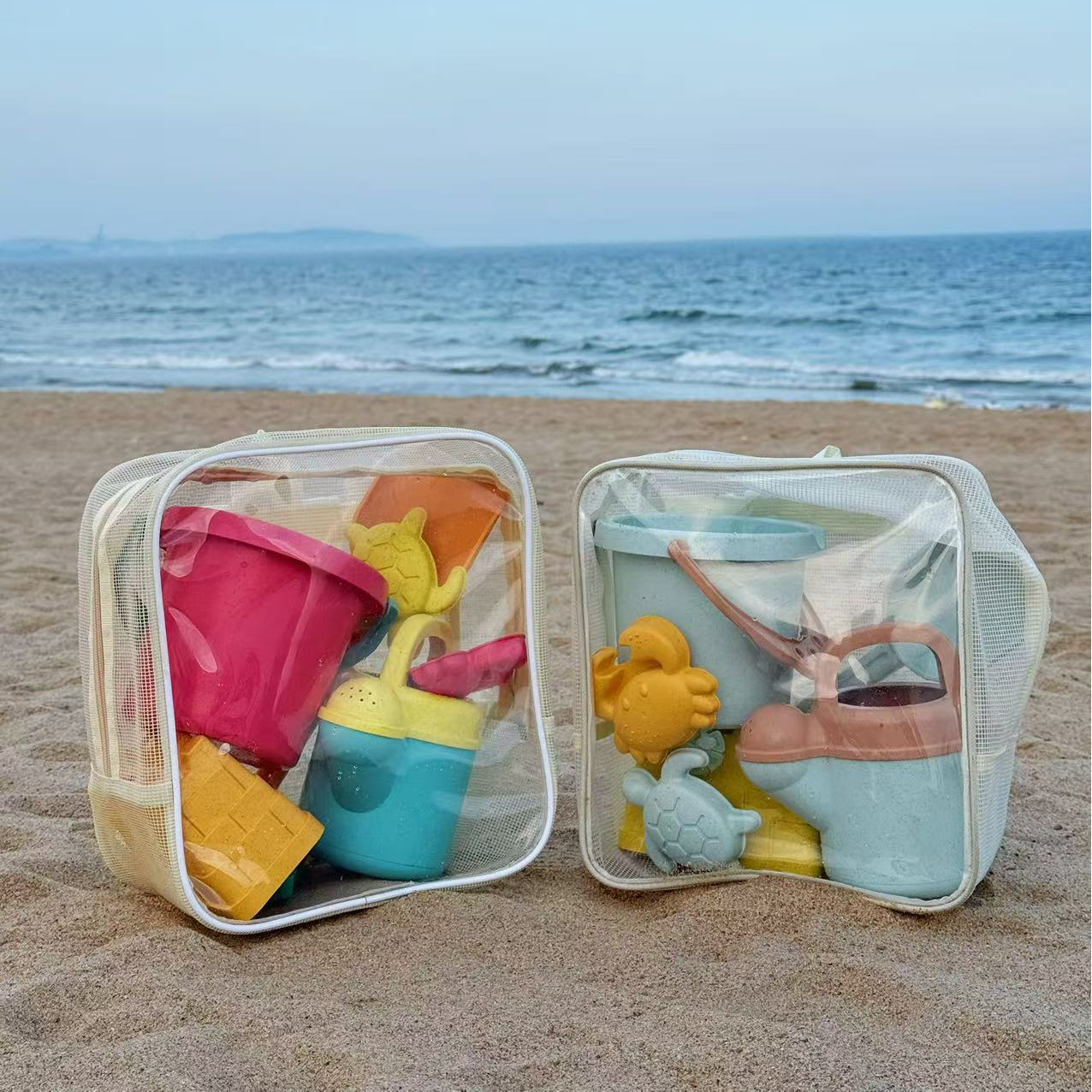 果冻包沙滩玩具玩沙麦秆料材质带沙滩桶户外益智趣味玩具科学实验