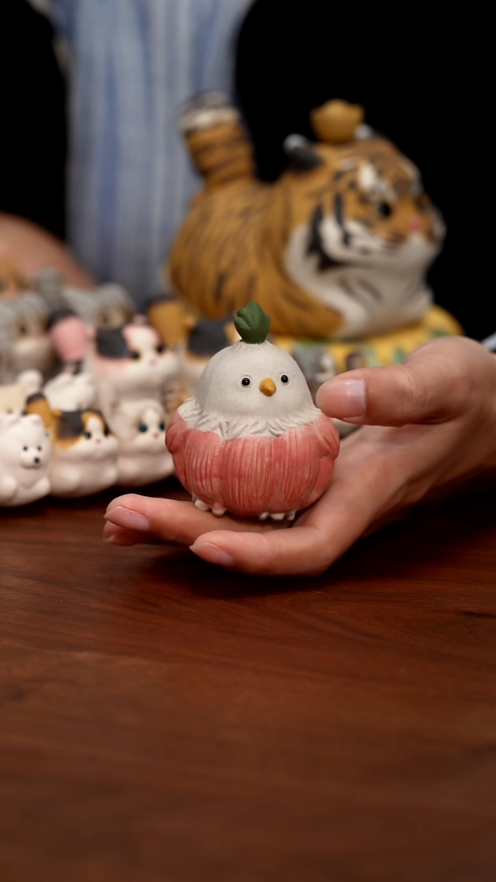 紫砂摆件算鸟蒜鸟