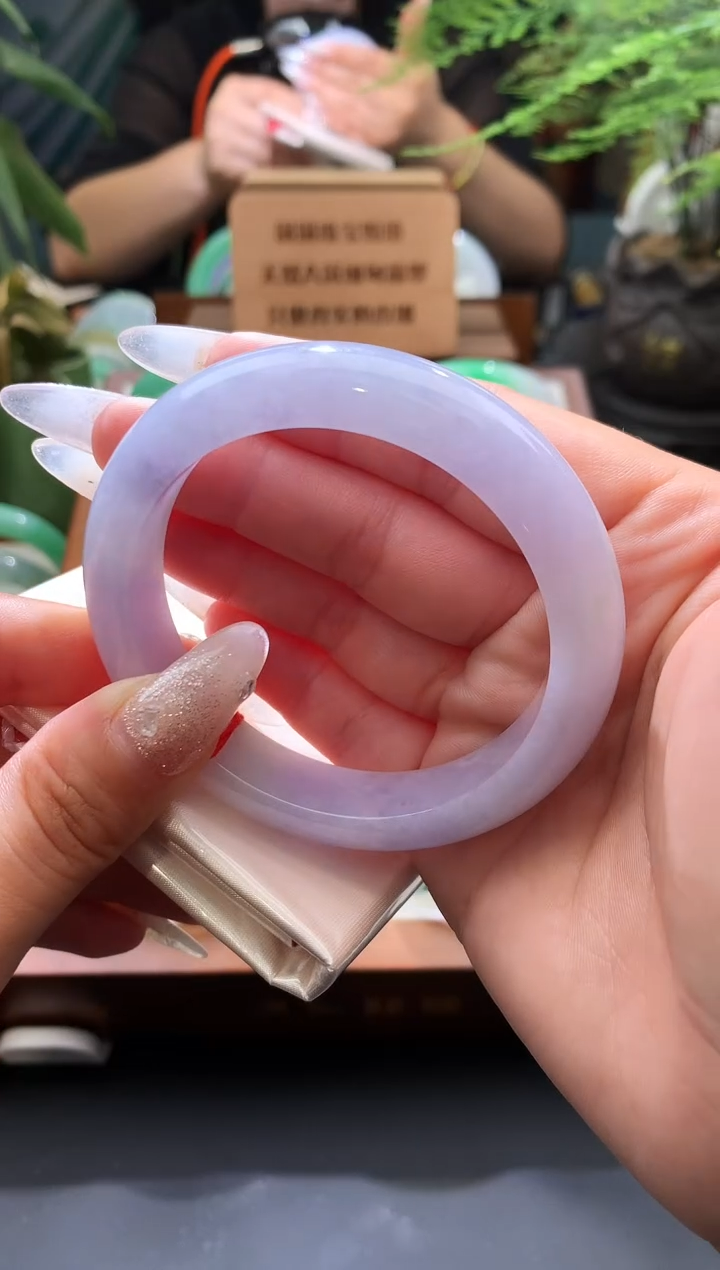 翡翠手镯未镶嵌天然翡翠手镯 56 紫底 7号