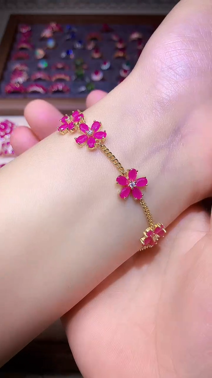 【闪购商品】红宝石手链银S925镶嵌000