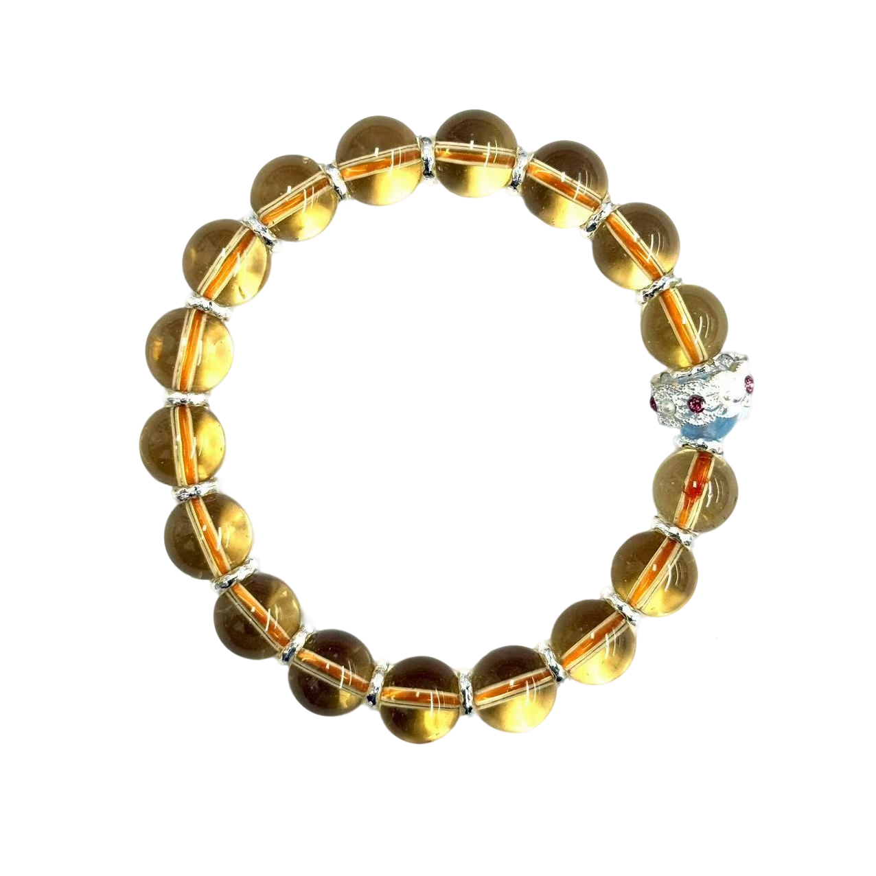 s1466-国风设计款黄水晶DIY圆珠手串-赠礼盒