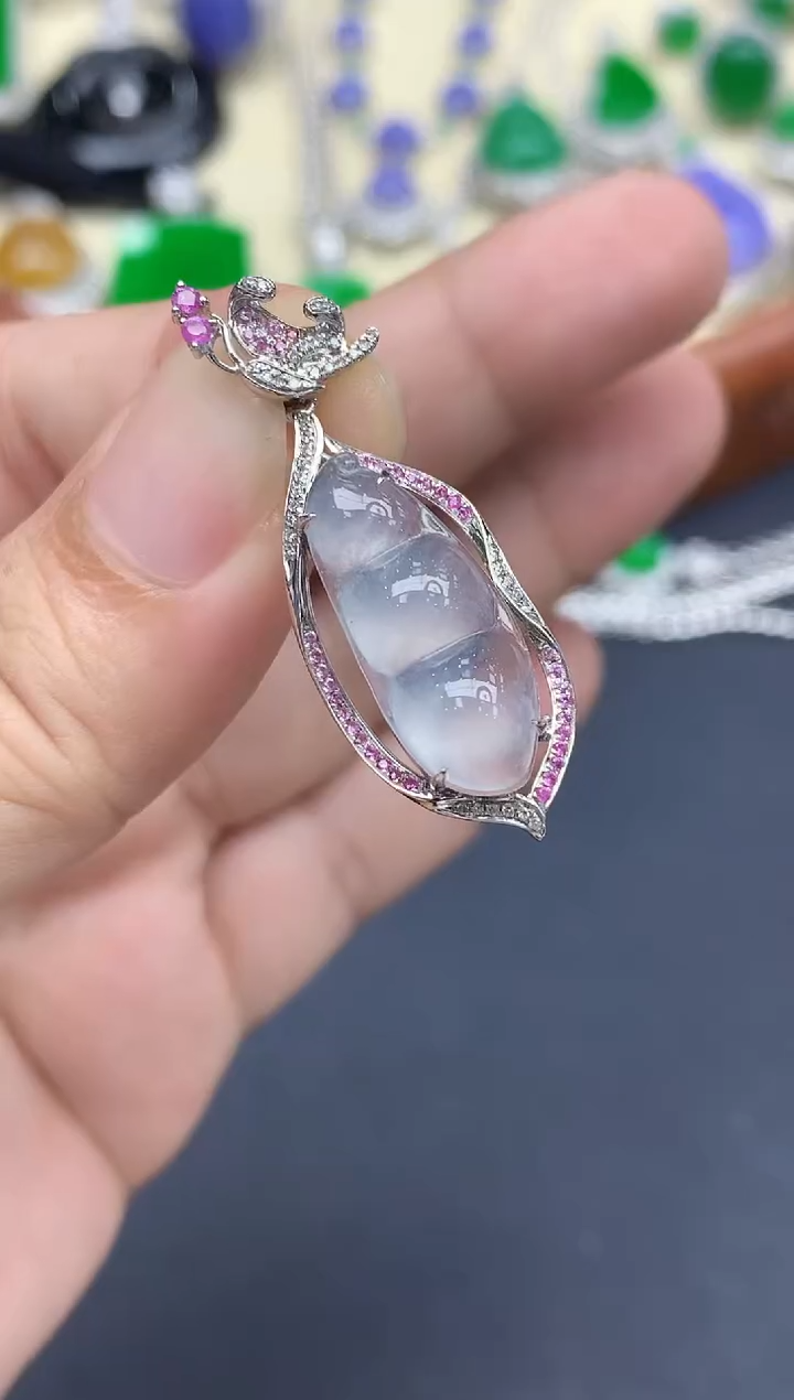 颈饰18K金镶嵌翡翠203-中国好珍宝