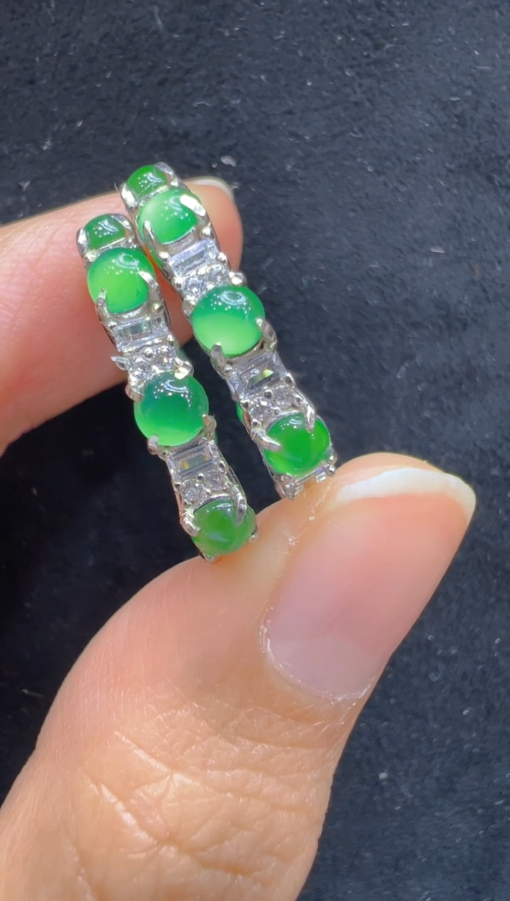 银S925镶嵌翡翠耳饰多样性团购发一件