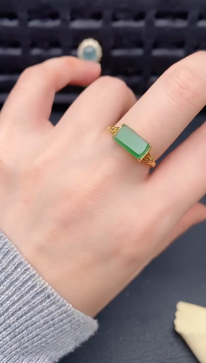 银S925镶嵌戒指翡翠天然a货翡翠255