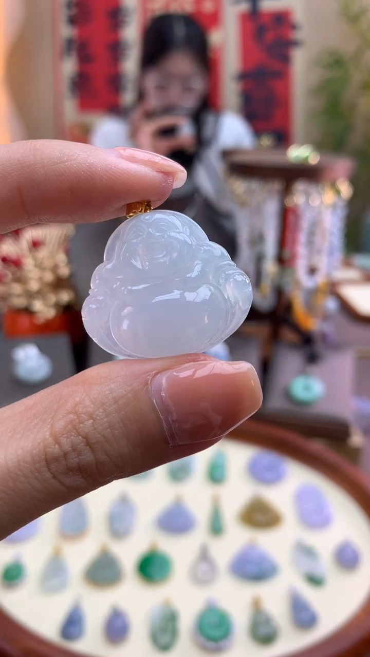 【闪购商品】翡翠颈饰18K金镶嵌佛公