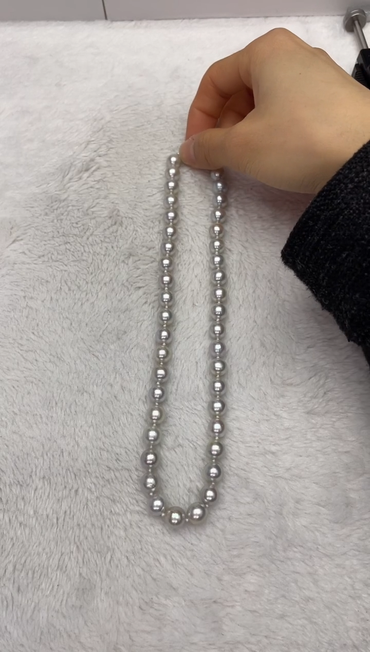 【闪购商品】海水珍珠项链银S925镶嵌AK真多麻9-10mm（多样性发一）