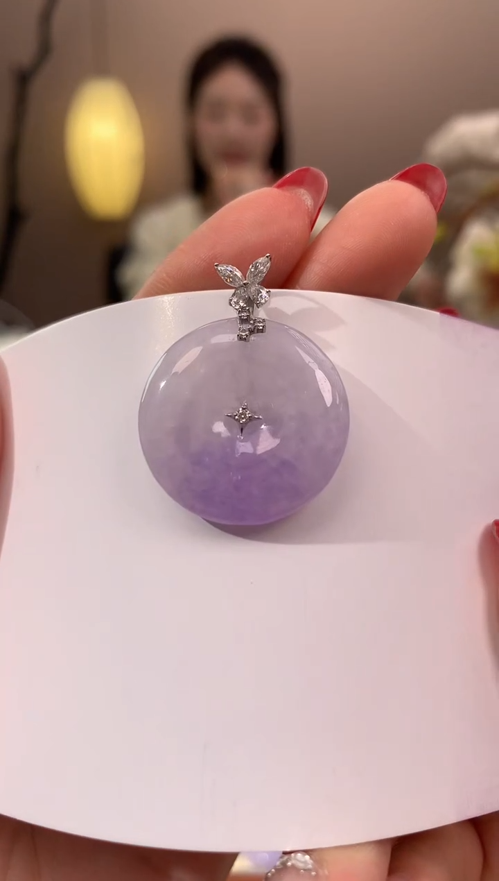 【闪购商品】翡翠颈饰18K金镶嵌天然缅甸a货翡翠