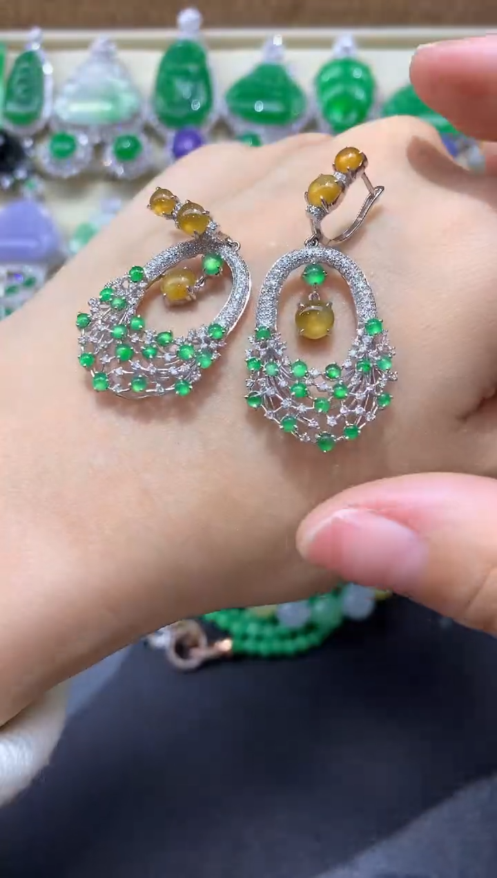 【闪购商品】翡翠耳饰18K金镶嵌547-中国好珍宝