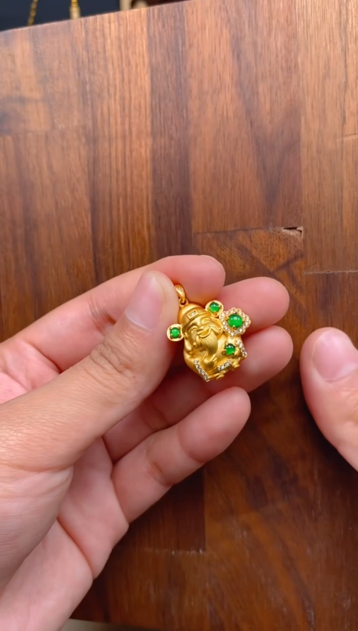 【闪购商品】翡翠吊坠(不含链)银S925镶嵌财神吊坠