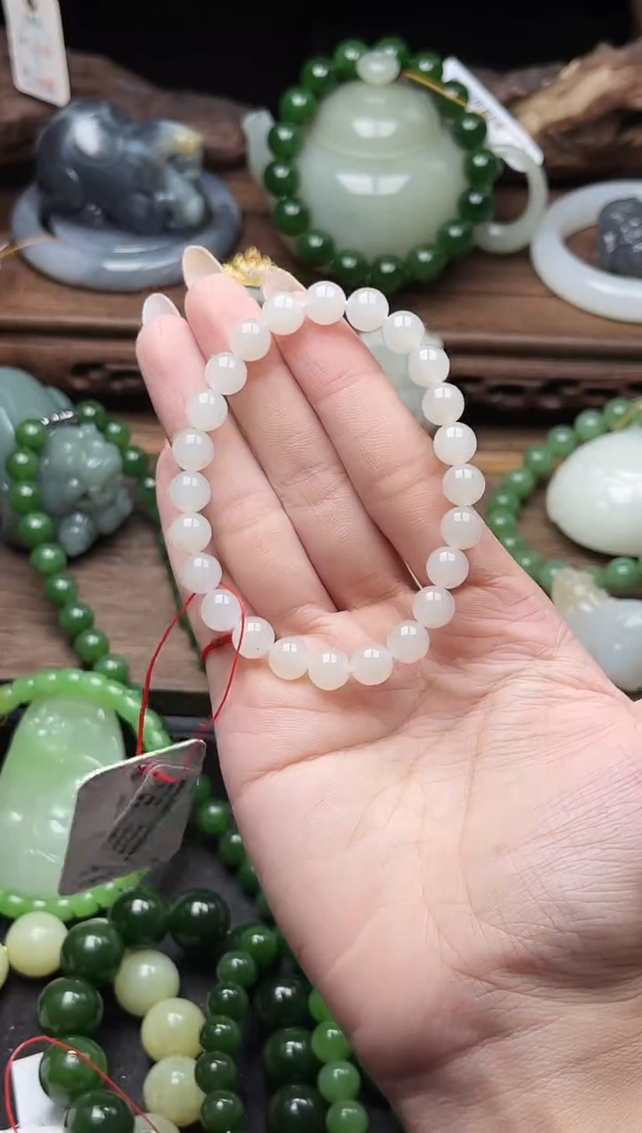未镶嵌手串和田玉卡8新疆黑山 圆珠 9012376