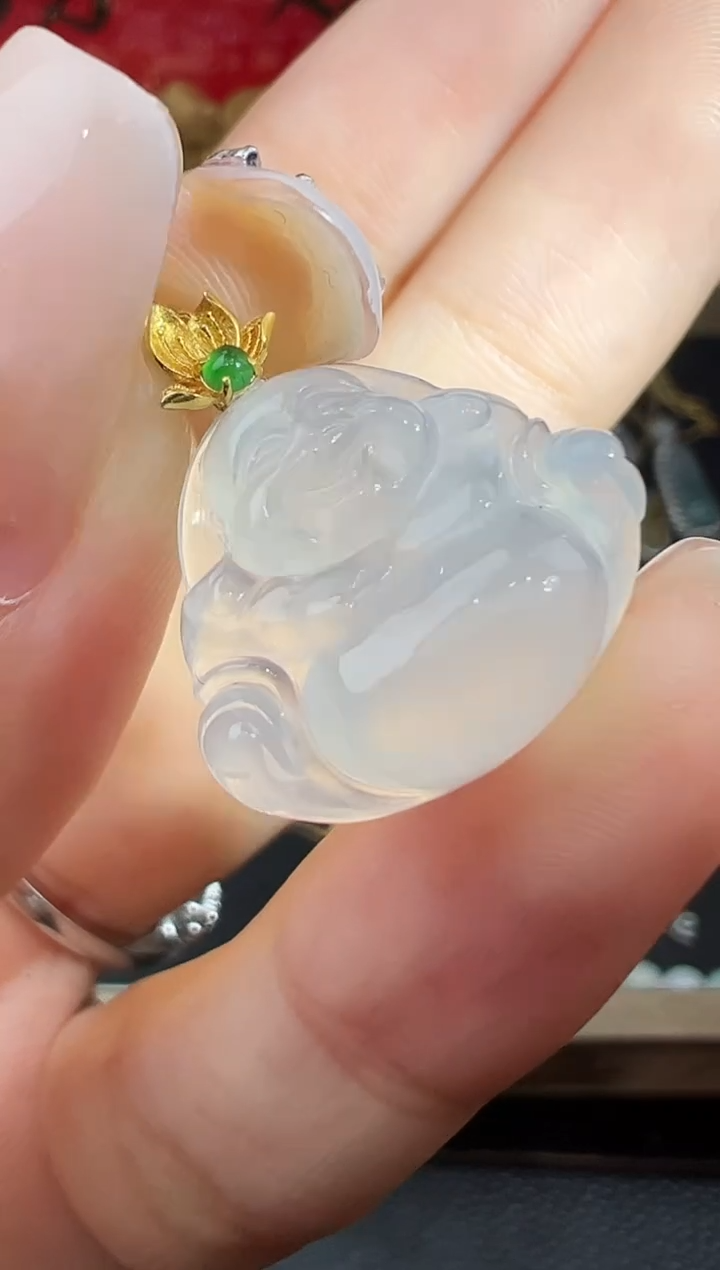 吊坠(不含链)18K金镶嵌翡翠勿拍