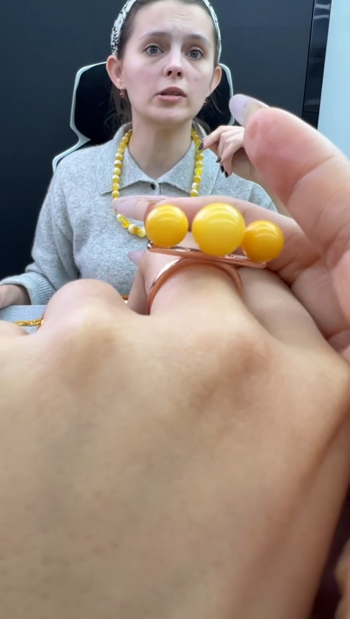 【闪购商品】琥珀戒指银S925镶嵌72秒拍号