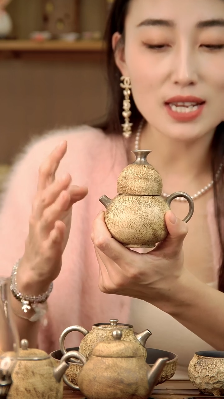 言野手作 粉引仿古葫芦壶套装