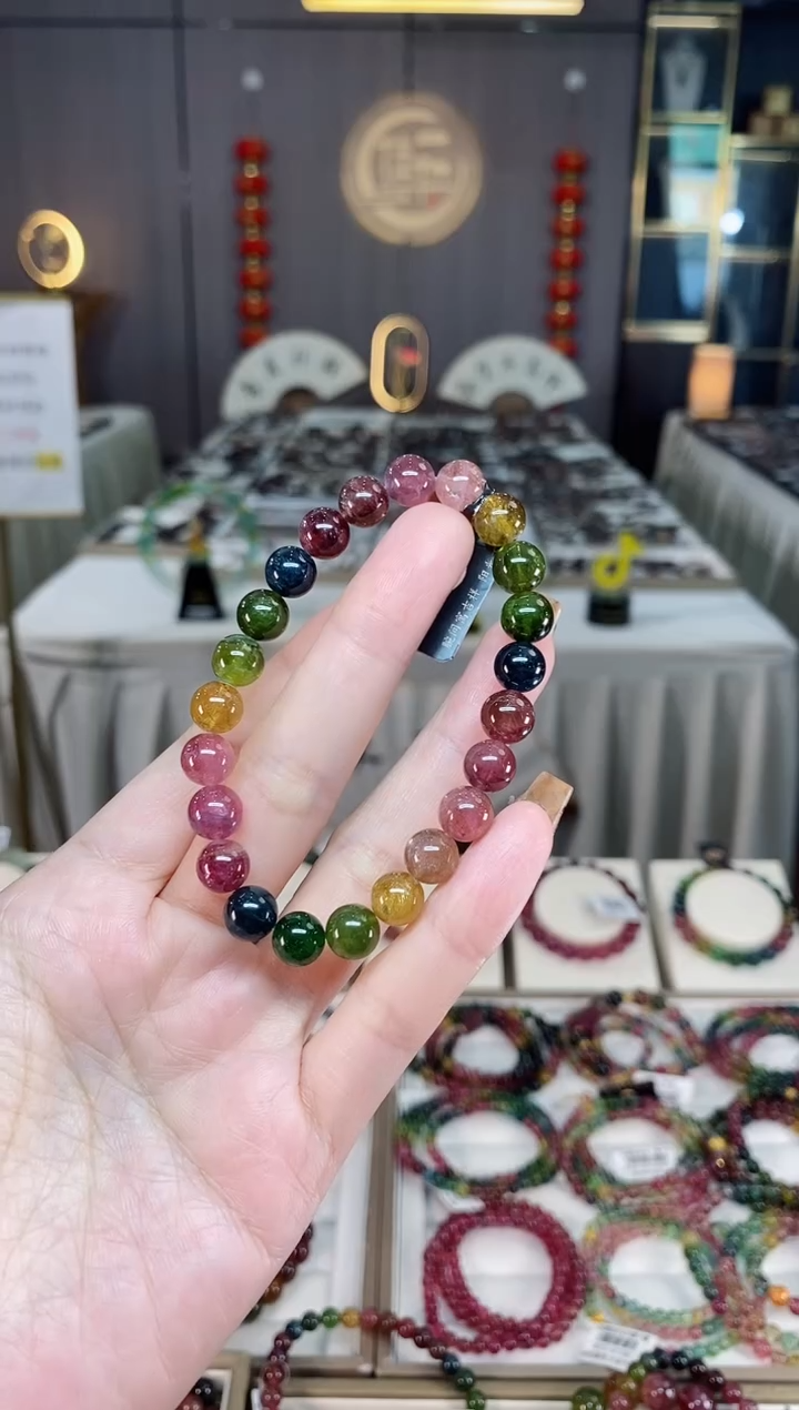 未镶嵌老矿碧玺单圈手串8mm+碧玺dan多样性发货一条