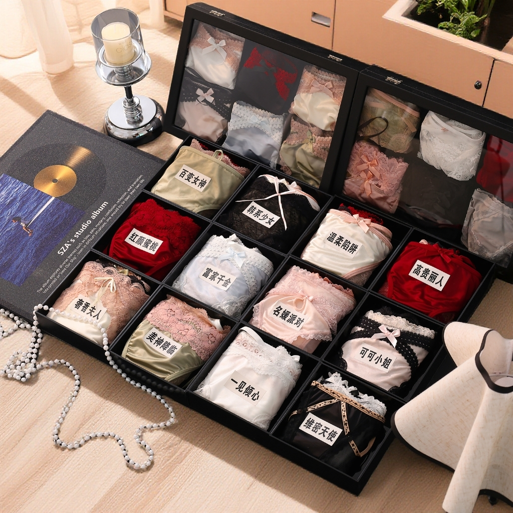 【5条装混搭】法式蕾丝缎面内裤性感镂空透气纯棉裆舒适包臀