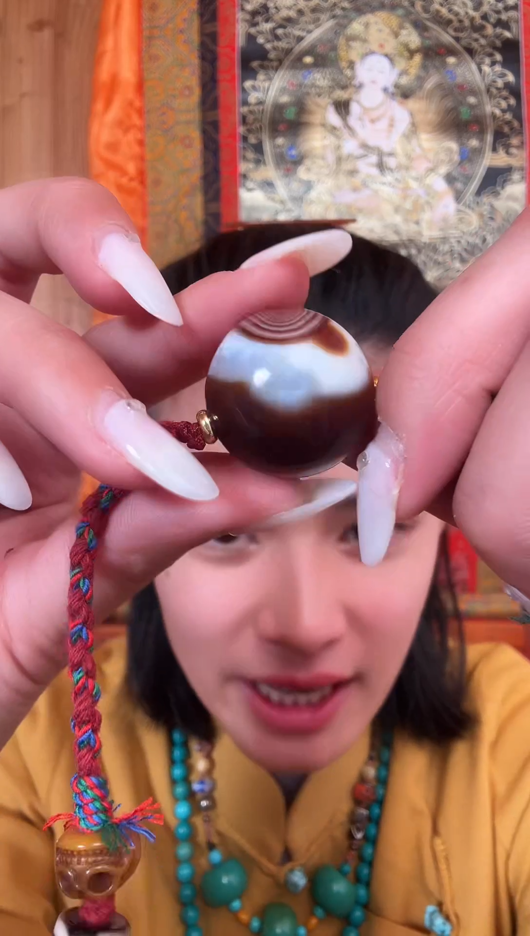 铁合金花岗石藏式风格蚕丝珠串