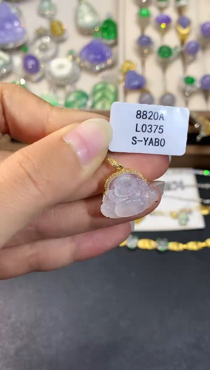 翡翠18K金镶嵌吊坠(不含链)L0375多样性发其一