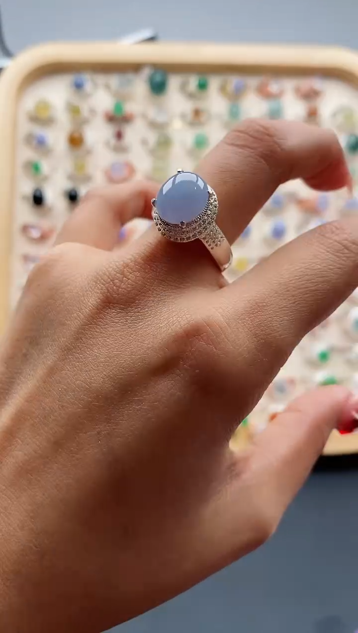 【闪购商品】翡翠戒指未镶嵌缅甸天然A货翡翠444 2+3