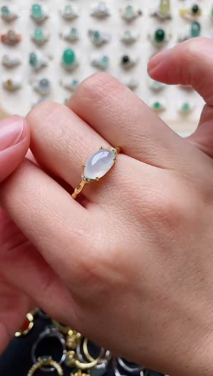 【闪购商品】翡翠戒指银S925镶嵌天然翡翠 222  9+