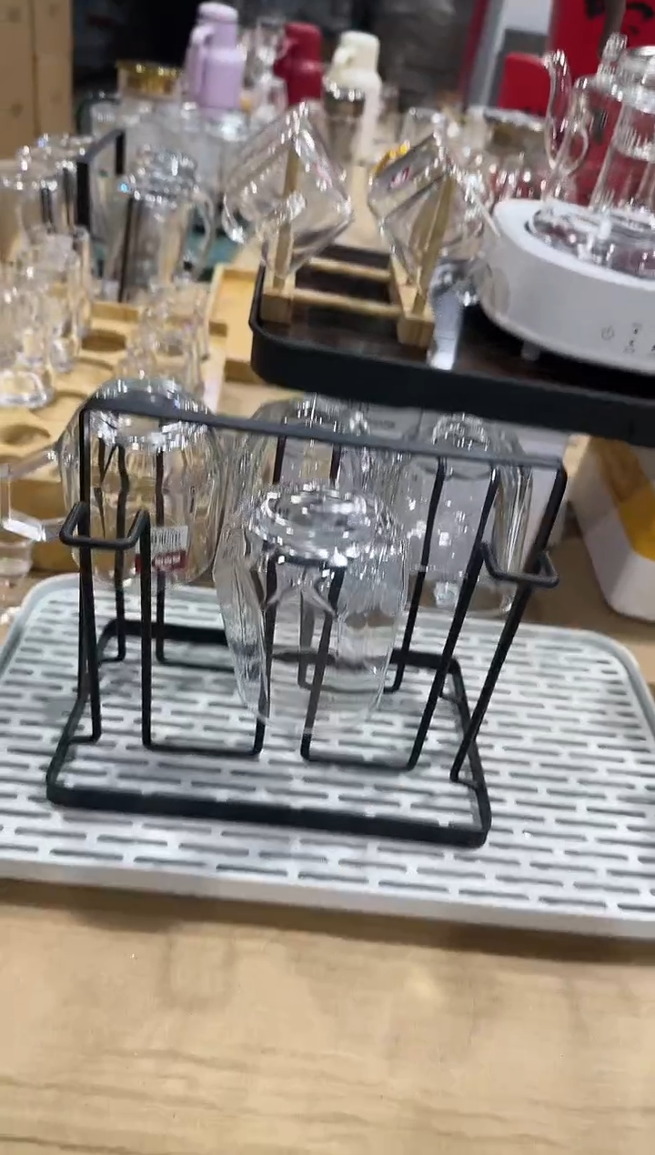 【闪购商品】玻璃无盖款直播专属无把钻石六只+杯架托盘