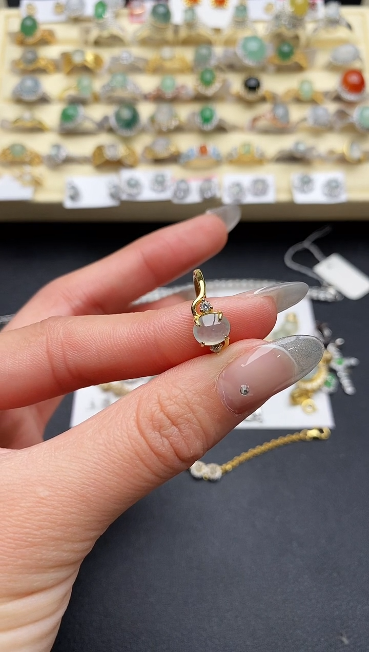 【闪购商品】翡翠戒指银S925镶嵌55555555+5