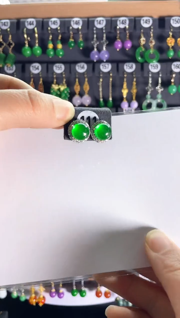 【闪购商品】翡翠耳饰银S925镶嵌老款   111    