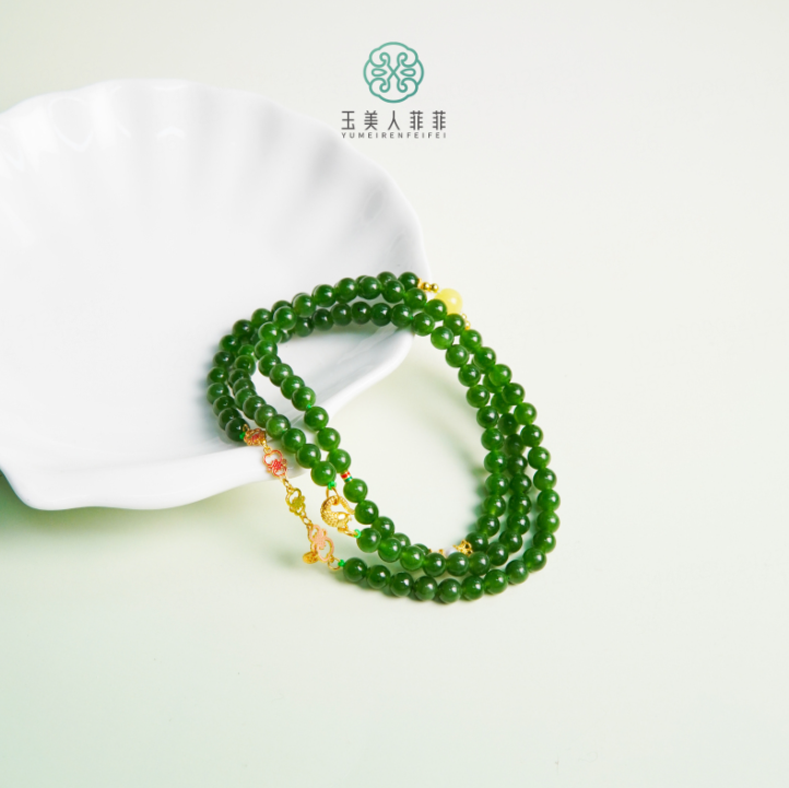 石惑珠宝^和田玉圆珠项链约6mm-多样性发一