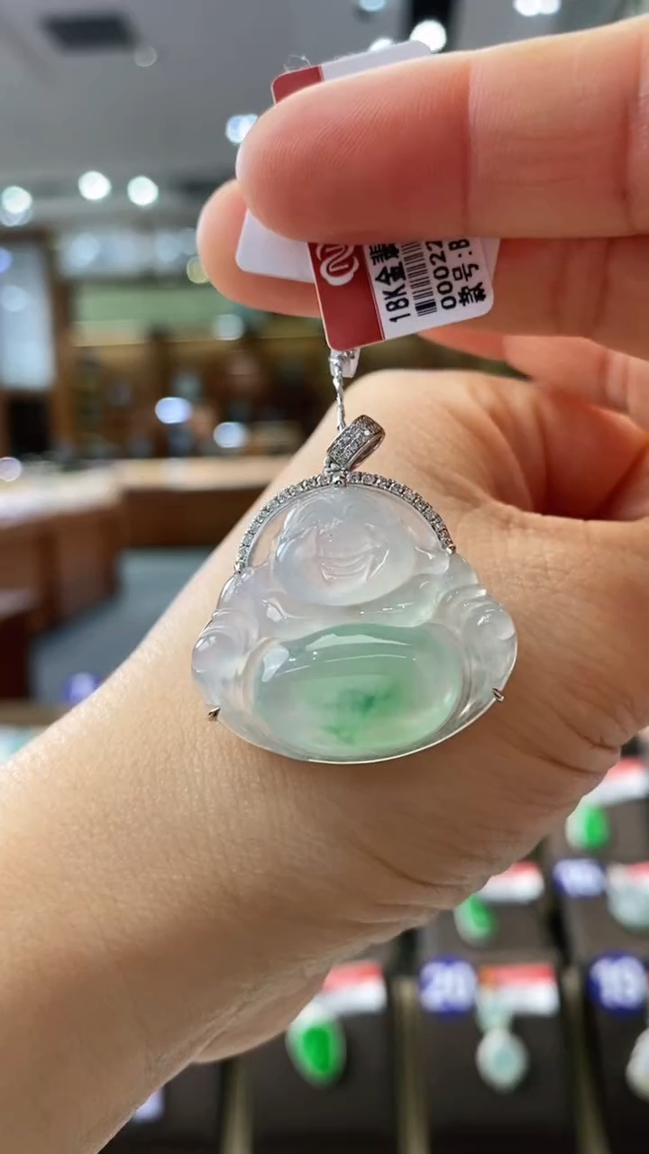 【闪购商品】翡翠颈饰18K金镶嵌佛公
