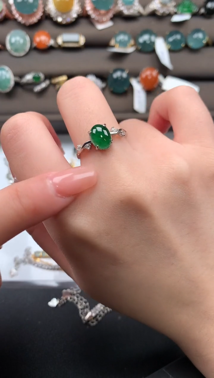 【闪购商品】翡翠戒指银S925镶嵌5142