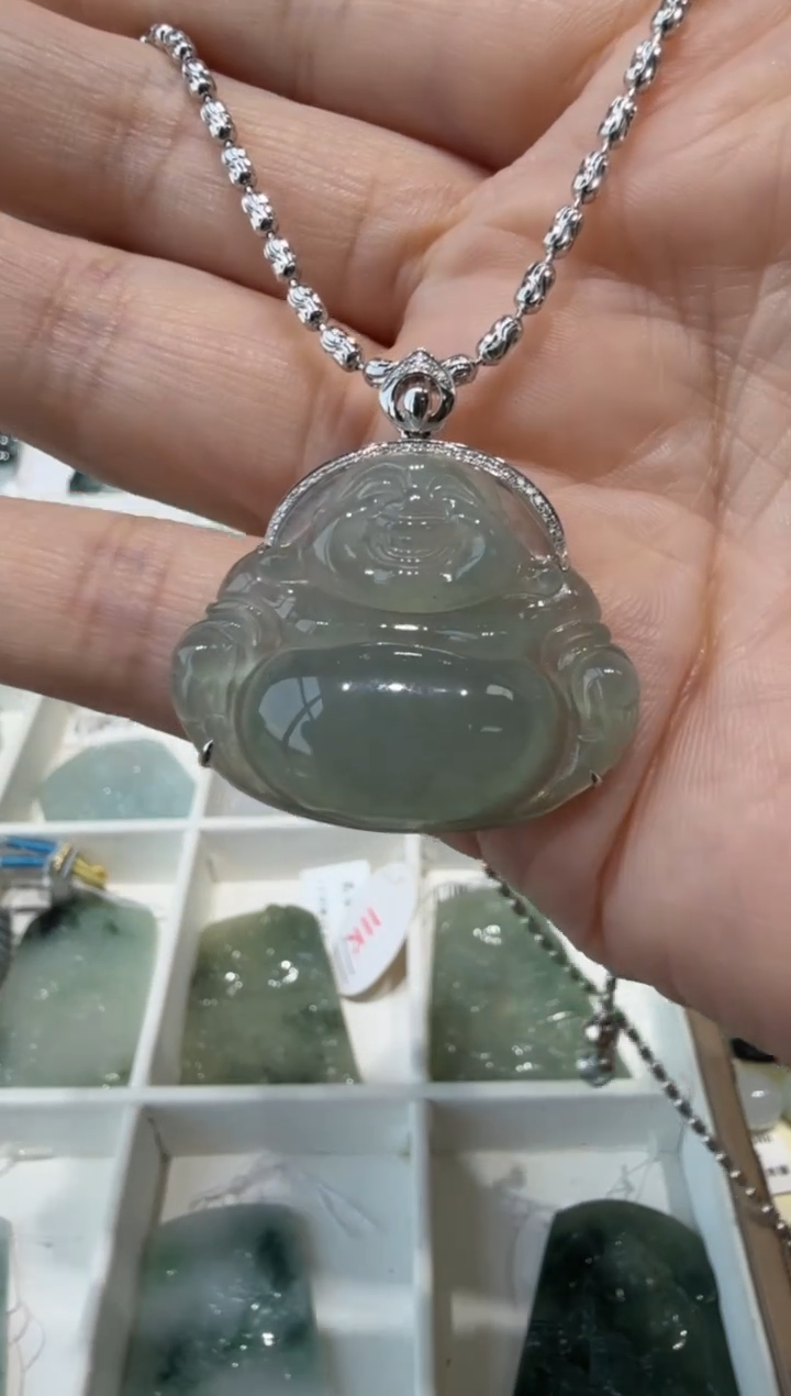 翡翠挂件18K金镶嵌A货翡翠多样性孤品