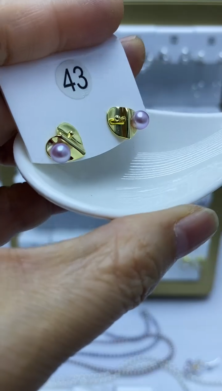 银S925镶嵌耳饰淡水珍珠43