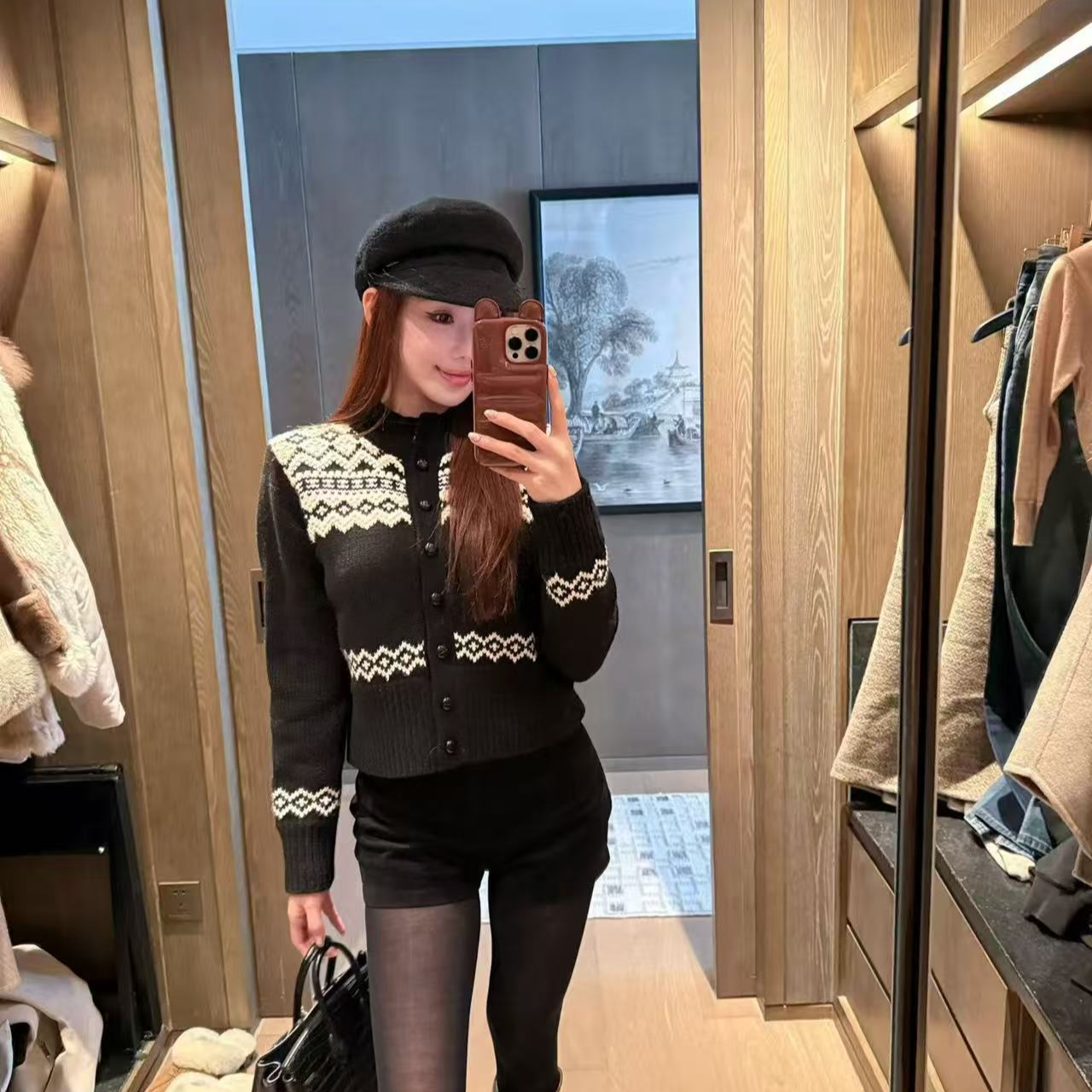 Lovemomo·25款秋冬黑色条绒短裤