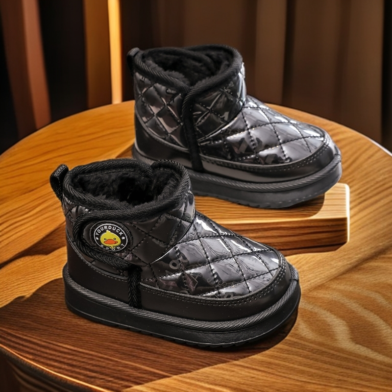 雪地靴女童儿童2025新款小黄鸭防水防滑棉鞋加厚加绒保暖宝宝靴子