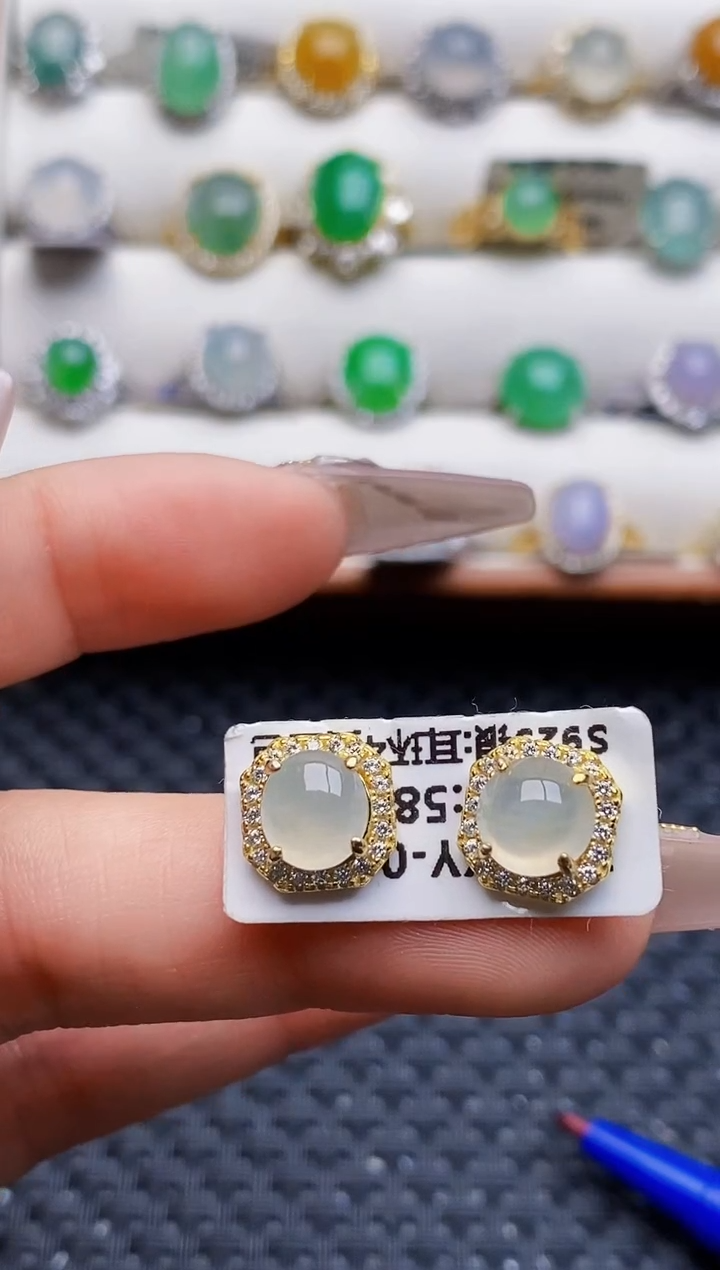 银S925镶嵌戒指翡翠3746