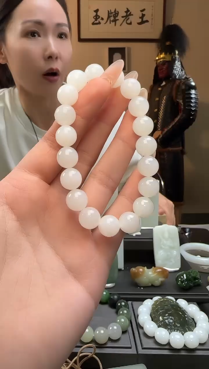 【闪购商品】和田玉白玉圆珠未镶嵌手串