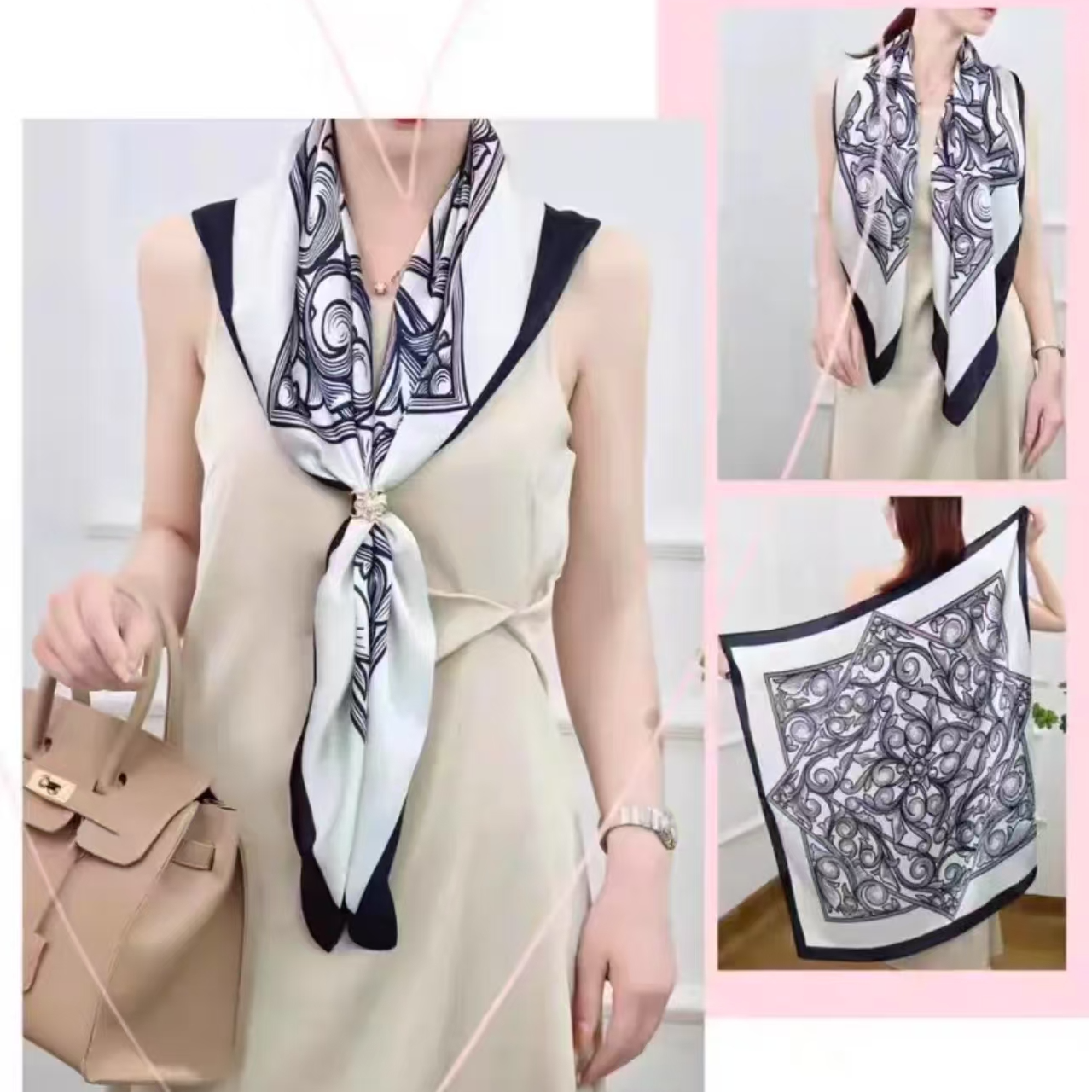 真丝丝巾桑蚕丝丝巾围巾优雅气质时尚